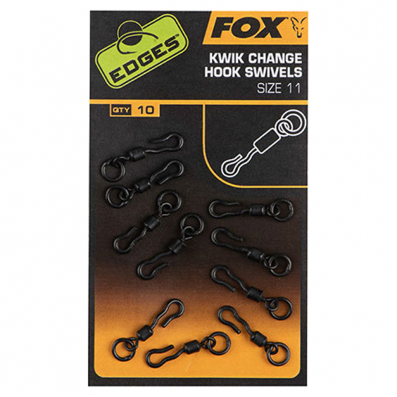Fox Edges Kwik Change Hook Swivels (10pcs) Size 10 in der Gruppe Haken & Zubehör / Snaps / Karabiner / Snap Clips & Fastach bei Sportfiskeprylar.se (CAC701)
