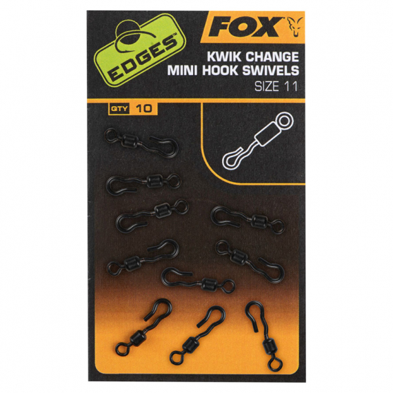 Fox Edges Kwik Change Mini Hook Swivel Size 11 (10-pack) in der Gruppe Haken & Zubehör / Snaps / Karabiner / Snap Clips & Fastach bei Sportfiskeprylar.se (CAC763)