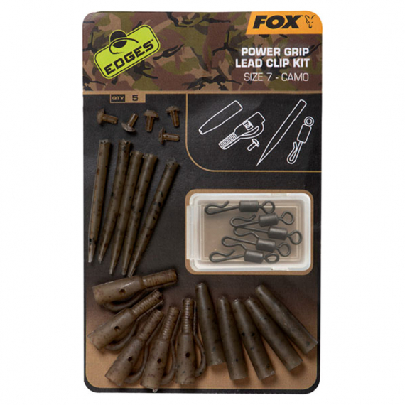 Fox Edges Camo Power Grip Lead Clip kit size 7 5pcs in der Gruppe Haken & Zubehör / Rig Zubehör / Lead Clips bei Sportfiskeprylar.se (CAC776)