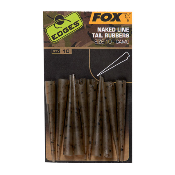 Fox Edges Camo Naked Line Tail Rubbers Size 10 10-pack in der Gruppe Haken & Zubehör / Rig Zubehör / Andere Rig-Zubehör bei Sportfiskeprylar.se (CAC777)