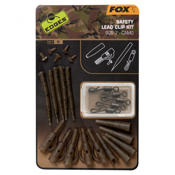 Fox Edges Camo Lead Clip Kit Size 7 5pcs in der Gruppe Haken & Zubehör / Rig Zubehör / Lead Clips bei Sportfiskeprylar.se (CAC780)