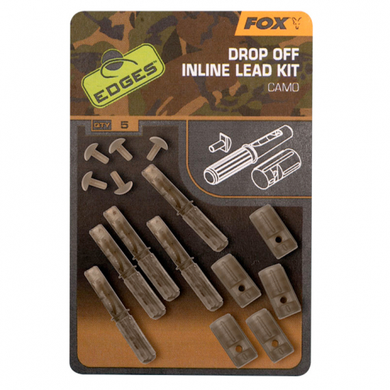 Fox Edges Camo Inline Lead Drop Off Kits 5pcs in der Gruppe Haken & Zubehör / Rig Zubehör / Lead Clips bei Sportfiskeprylar.se (CAC782)
