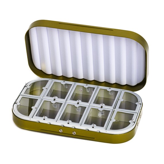Aluminium box 10 compartments - Olive in der Gruppe Verwahrung / Boxen & Dosen / Fliegenboxen bei Sportfiskeprylar.se (CH-306)