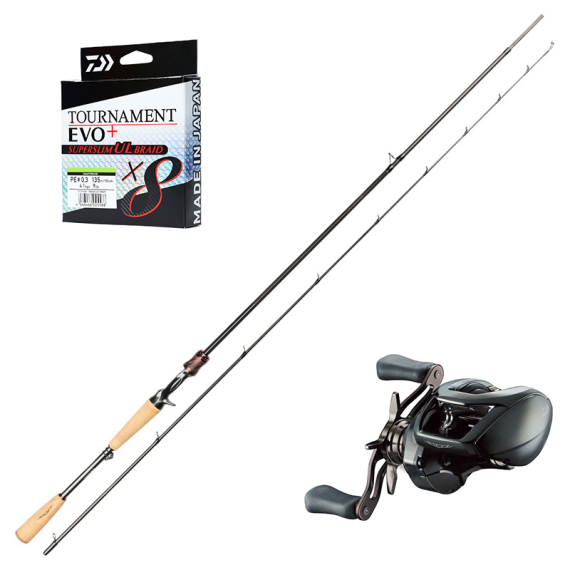 Daiwa Steez AGS Bait 7\'2\'\' 5-27g Hurricane Combo in der Gruppe Angelsets / Baitcast Sets / Baitcast Sets Barsch bei Sportfiskeprylar.se (DAIWASTEEZSET)
