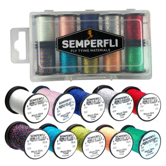 Semperfli Micro Glint Nymph Tinsel Collection Attractor Colors in der Gruppe Haken & Zubehör / Fliegenbinden / Fliegenbindematerial / Garn & Chenille bei Sportfiskeprylar.se (DMGL000STL)