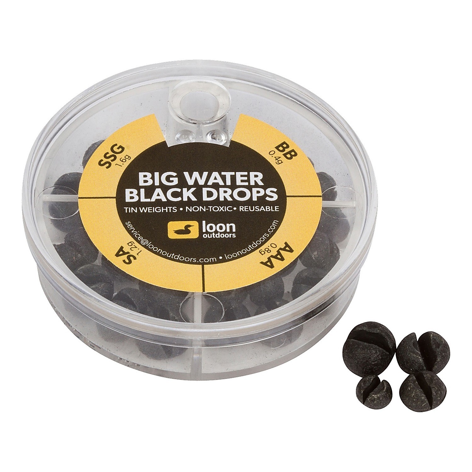 Loon Black Drop - 4 Division - Black Big Water in der Gruppe Haken & Zubehör / Sinkers & Gewichte / Bleie & Split Shots bei Sportfiskeprylar.se (F7132)