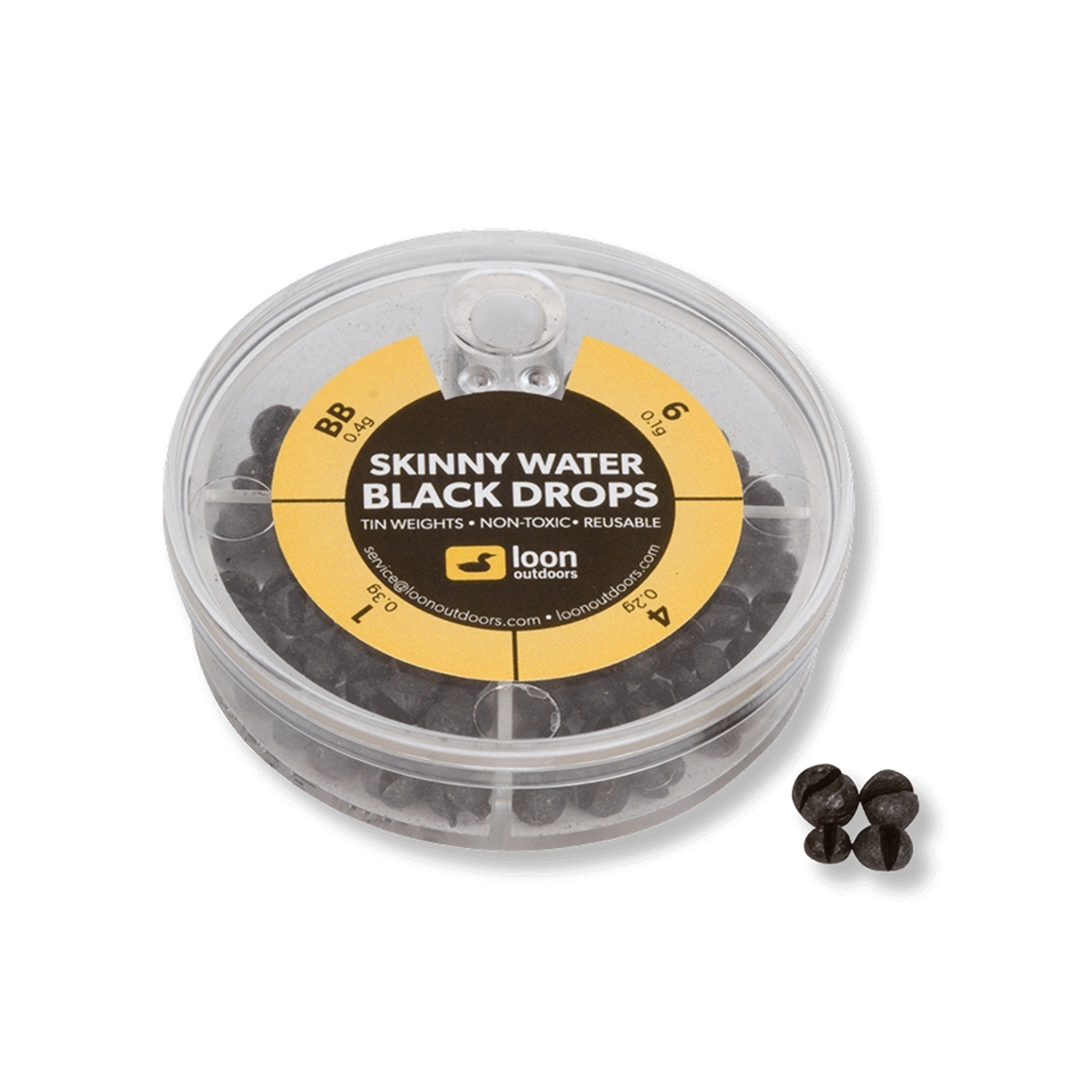 Loon Black Drop - 4 Division - Black Skinny Water in der Gruppe Haken & Zubehör / Sinkers & Gewichte / Bleie & Split Shots bei Sportfiskeprylar.se (F7133)