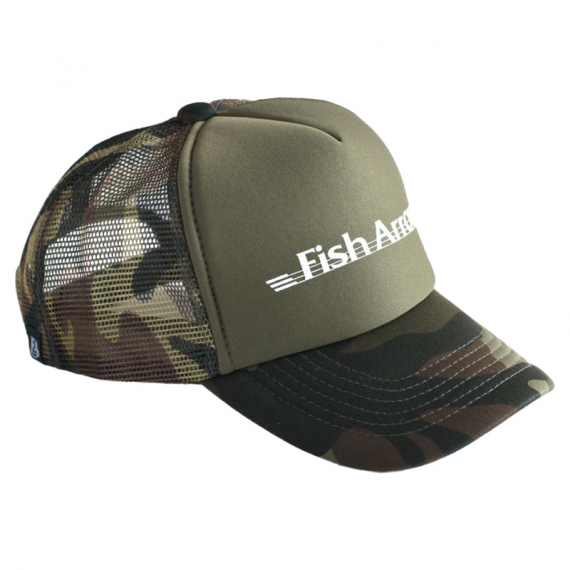 Fish Arrow Mesh Cap Green Camo/White logo in der Gruppe Kleidung & Schuhe / Kappen & Kopfbedeckungen / Caps / Trucker-Kappen bei Sportfiskeprylar.se (FA-4562178067811)