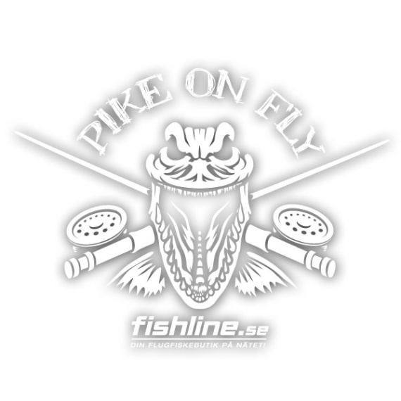 Fishline Pike on Fly sticker White in der Gruppe Sonstiges / Aufkleber & Dekale bei Sportfiskeprylar.se (FL-STICK-POFV2)