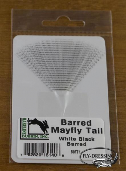 BARRED MAYFLY TAIL #1 WHITE BLACK BARRED in der Gruppe Haken & Zubehör / Fliegenbinden / Fliegenbindematerial / Sonstige Synthetische Materialien bei Sportfiskeprylar.se (HL-BMT1)