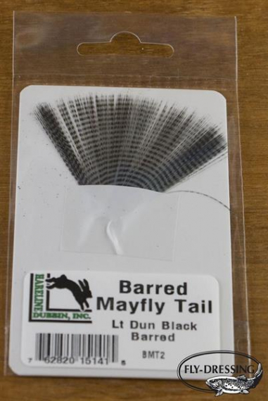 BARRED MAYFLY TAIL #2 LT DUN BLACK BARRED in der Gruppe Haken & Zubehör / Fliegenbinden / Fliegenbindematerial / Sonstige Synthetische Materialien bei Sportfiskeprylar.se (HL-BMT2)