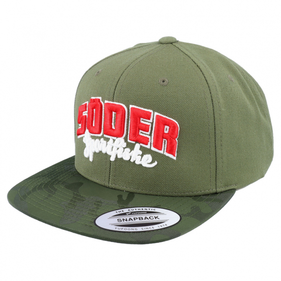 Söder Sportfiske Snapback Camo Olive - Original Logo in der Gruppe Kleidung & Schuhe / Kappen & Kopfbedeckungen / Caps / Snapback-Kappen bei Sportfiskeprylar.se (HS1001133-OL)