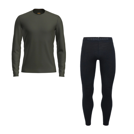 Icebreaker Mens 200 Oasis LS Crewe & Leggings Loden/Black in der Gruppe Angelmethoden / Eisangeln / Winterkleidung / Schichten & Unterwäsche / Baselayer-Set bei Sportfiskeprylar.se (ICEBREAKERSETGREEN)