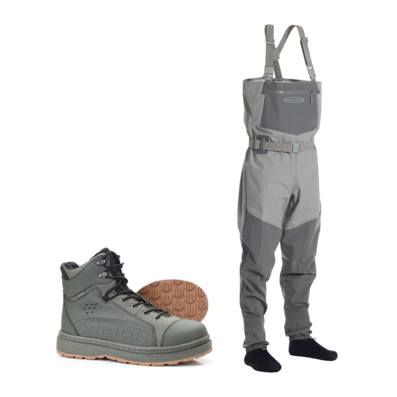 Vision Koski Grey & Koski Green 2.0 Gummi Wading Set in der Gruppe Kleidung & Schuhe / Wathosen & Watschuhe / Watangel Sets bei Sportfiskeprylar.se (KOSKIGREYKOSKIGUMMI)