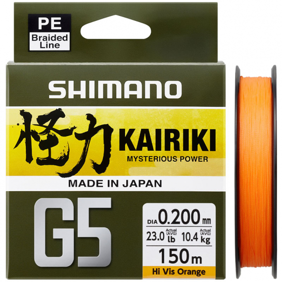 Shimano Line Kairiki G5 150m Orange - 0.17mm 6.9kg in der Gruppe Schnüre / Geflochtene Schnüre bei Sportfiskeprylar.se (LDM51UE170150H)