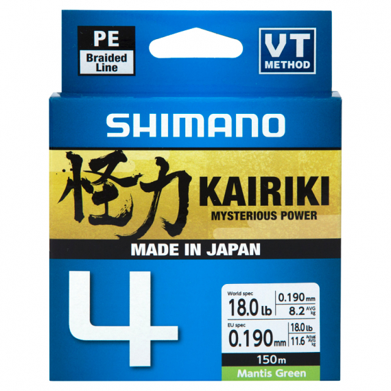 Shimano Kairiki 4, Mantis Green - 150m in der Gruppe Schnüre / Geflochtene Schnüre bei Sportfiskeprylar.se (LDM54TE0810015Gr)
