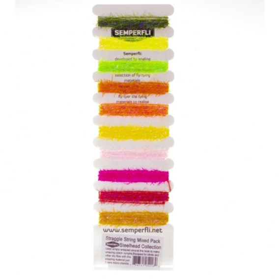 Semperfli Straggle String Mixed Pack - Bright Colours (Steelhead) in der Gruppe Haken & Zubehör / Fliegenbinden / Fliegenbindematerial / Garn & Chenille bei Sportfiskeprylar.se (MSTS010SHD)