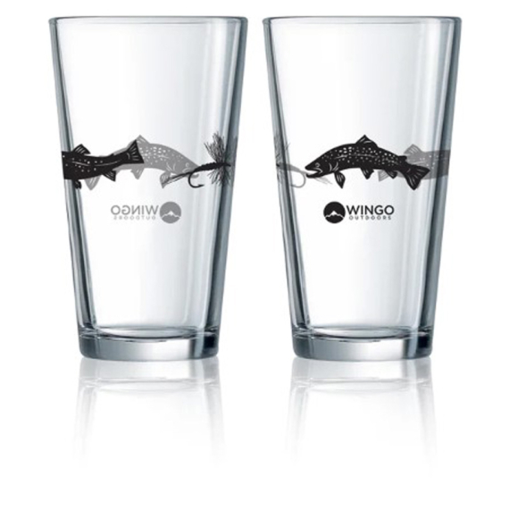 Wingo Pint Glass Trout Flies 2-Pack in der Gruppe Sonstiges / Geschenke & Geschenkführer bei Sportfiskeprylar.se (NFD9210)