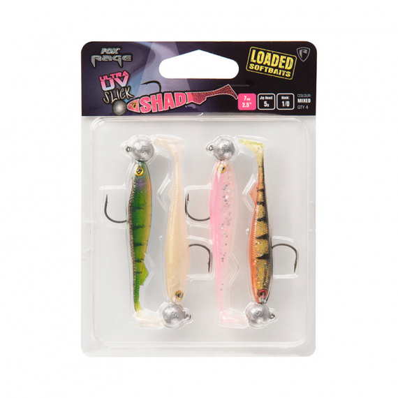 Fox Rage UV Slick Shad Loaded Mix Packs (4-pack) in der Gruppe Köder / Gummiköder / Barsch Gummifische & Zander Gummifische bei Sportfiskeprylar.se (NMC023r)