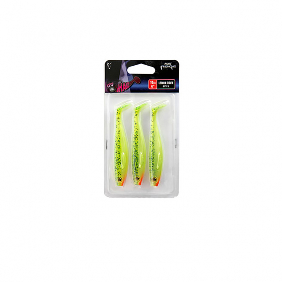 Fox Rage Pro Shad 10 cm / 4\'\' UV Lemontiger 3-pack in der Gruppe Köder / Gummiköder / Barsch Gummifische & Zander Gummifische bei Sportfiskeprylar.se (NPS021)