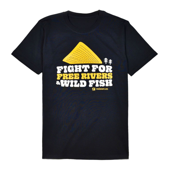 Frödin \'Free Rivers & Wild Fish\' Heavyweight T-Shirt - Black in der Gruppe Kleidung & Schuhe / Kleidung / T-shirts bei Sportfiskeprylar.se (OT-FRHLr)