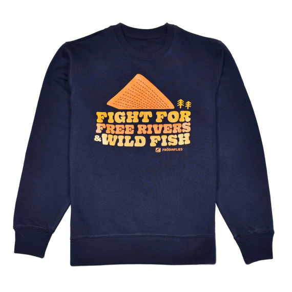Frödin \'Free Rivers & Wild Fish\' Sweatshirt - Navyv Blue in der Gruppe Kleidung & Schuhe / Kleidung / Pullover / Sweatshirts bei Sportfiskeprylar.se (OT-FRSLr)