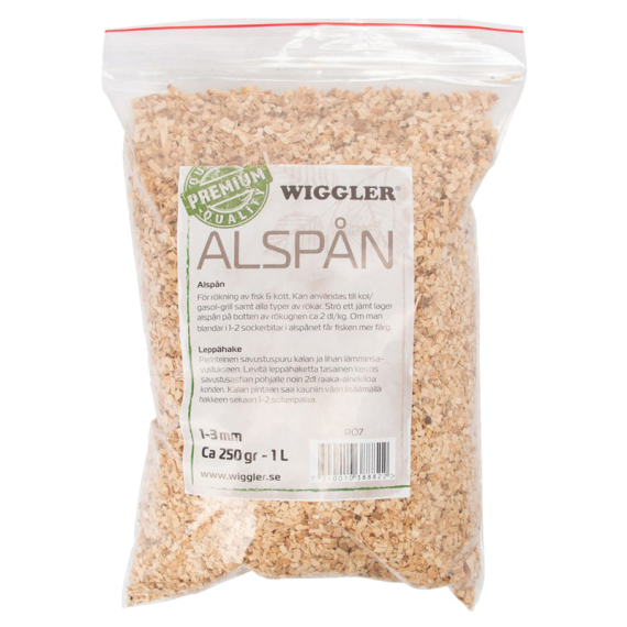 Wiggler Alder chips 250gr in der Gruppe Outdoor / Campingküchen & Utensilien / Räuchern & Zubehör / Räucherchips bei Sportfiskeprylar.se (RO7)