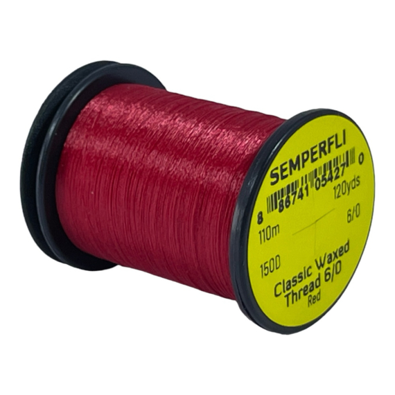Semperfli Classic Waxed Thread 110m 12/0 - Red in der Gruppe Haken & Zubehör / Fliegenbinden / Fliegenbindematerial / Bindedragt bei Sportfiskeprylar.se (SCWX112RED)