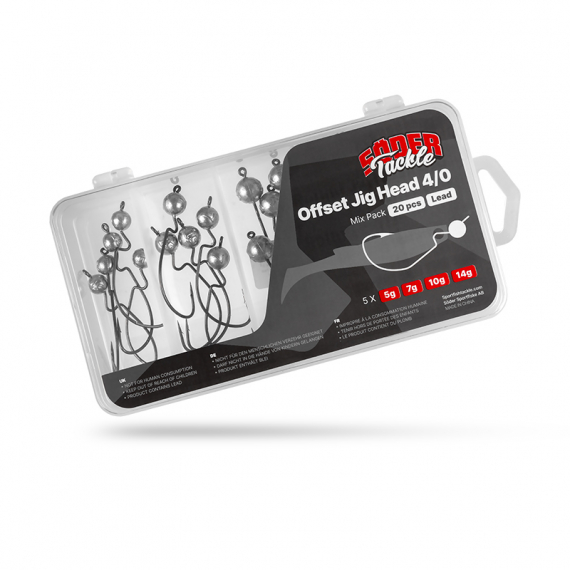 Söder Tackle Offset Jig Head Big Pack (20pcs) - 4/0 (5g, 7g, 10g, 14g) in der Gruppe Haken & Zubehör / Jigköpfe / Offset Jigköpfe bei Sportfiskeprylar.se (ST-LOJH)