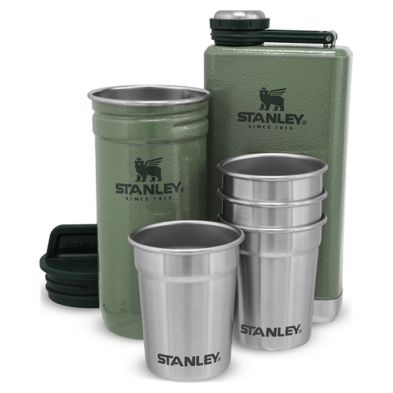 Stanley The Pre-Party Shotglass + Flask Set - Hammertone Green in der Gruppe Outdoor / Campingküchen & Utensilien / Tassen & Becher / Tassen bei Sportfiskeprylar.se (ST1001883034)