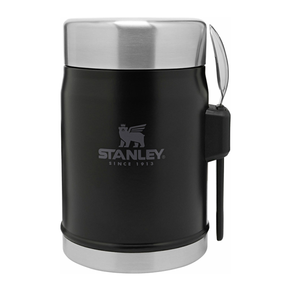 Stanley Mattermos med sked - Svart 0,4L in der Gruppe Outdoor / Campingküchen & Utensilien / Lunchboxen & Isolier Speisebehälter / Isolier Speisebehälter bei Sportfiskeprylar.se (ST1009382005)