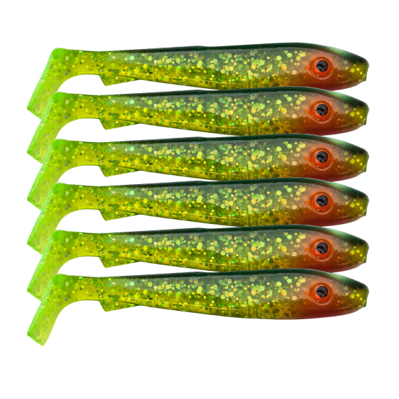 SvartZonker McRubber Bass 8cm (6-pack) - C19 Black n\' Chartreuse in der Gruppe Köder / Gummiköder / Barsch Gummifische & Zander Gummifische bei Sportfiskeprylar.se (SZ100172)