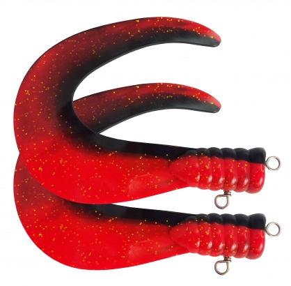 SvartZonker Big Tail (2-pack) - C15 Black/Fl.Red in der Gruppe Köder / Gummiköder / Extra Tails & Curlys bei Sportfiskeprylar.se (SZ101115)
