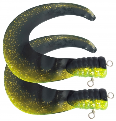 SvartZonker Big Tail (2-pack) - C22 Black/Chartreuse in der Gruppe Köder / Gummiköder / Extra Tails & Curlys bei Sportfiskeprylar.se (SZ101122)