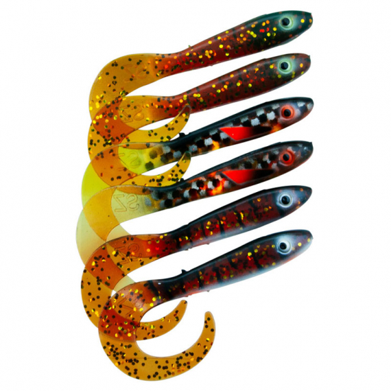 Svartzonker McRubber Tail 11cm Mix (6-pack) - Motoroil in der Gruppe Köder / Gummiköder / Barsch Gummifische & Zander Gummifische bei Sportfiskeprylar.se (SZ103250)