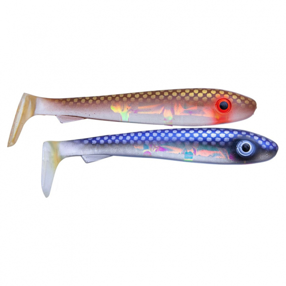 SvartZonker Big McRubber UV Series (2-pack) - Brown Back & Steel Blue Flash in der Gruppe Köder / Gummiköder / Hecht Gummifische bei Sportfiskeprylar.se (SZ110408)