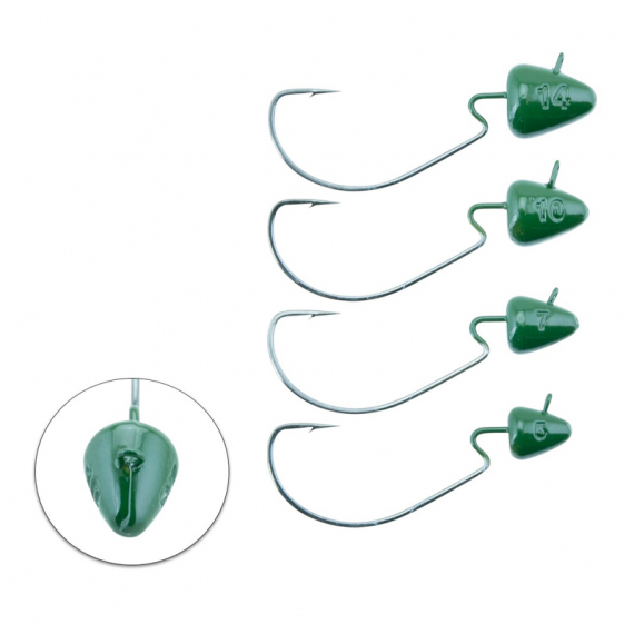 Svartzonker Offset Bismuth Dark Green (2pcs) in der Gruppe Haken & Zubehör / Jigköpfe / Offset Jigköpfe bei Sportfiskeprylar.se (SZ115462r)