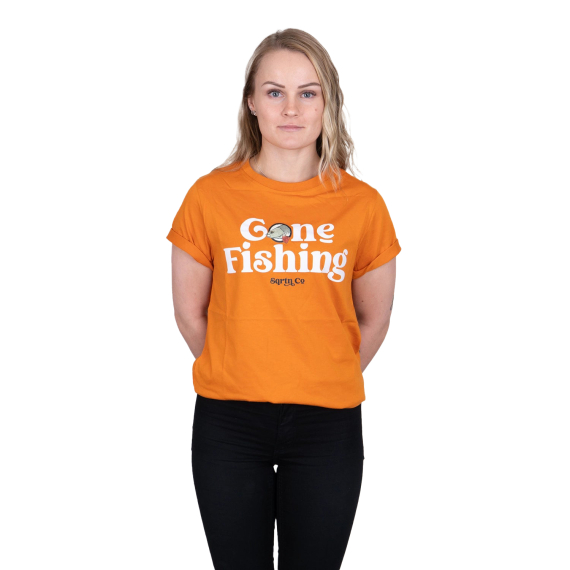 SQRTN Gone Fishing T-Shirt Orange Caramel in der Gruppe Kleidung & Schuhe / Kleidung / T-shirts bei Sportfiskeprylar.se (TEE-507-Sr)
