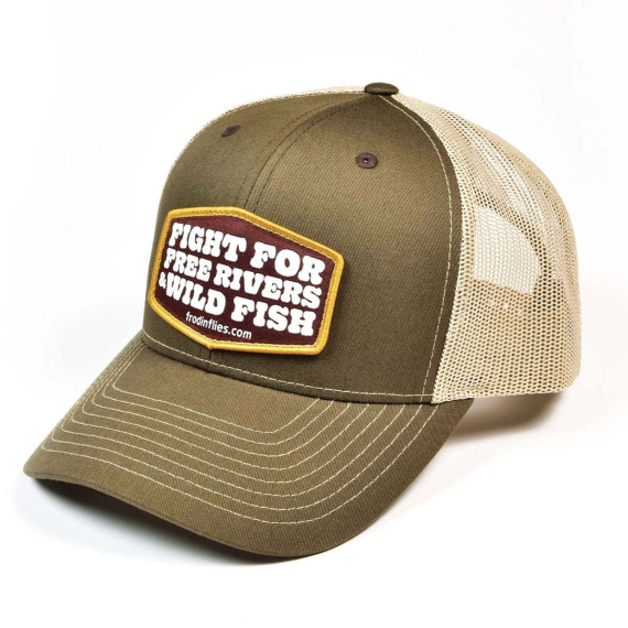 Frödin \'Free Rivers & Wild Fish\' Trucker Hat – Brown/Tan in der Gruppe Kleidung & Schuhe / Kappen & Kopfbedeckungen / Caps / Trucker-Kappen bei Sportfiskeprylar.se (TH-FBT)