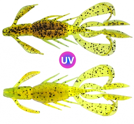 PerchFight Crayfish 4.4\'\' 5-Pack , Green Pumpkin Chartreuse in der Gruppe Köder / Gummiköder / Krebse & Creaturebaits / Krebsköder bei Sportfiskeprylar.se (Z-PC44-GPC)