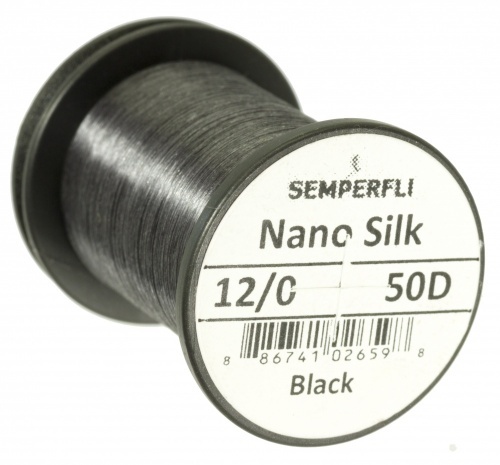 Semperfli Nano Silk 12/0 50D - Black in der Gruppe Haken & Zubehör / Fliegenbinden / Fliegenbindematerial / Bindedragt bei Sportfiskeprylar.se (nano-blkr)