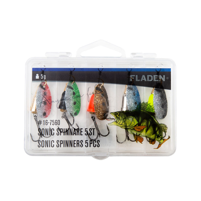Fladen Sonic Spinners 5g 5pcs In Plastic Box