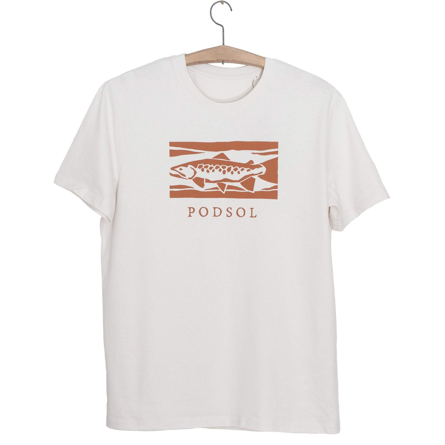 PODSOL T-Shirt TAJGA TROUT VIntage White