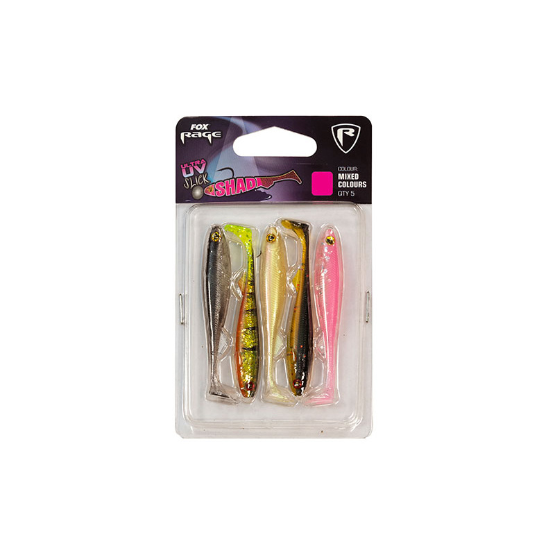 Fox Rage Slick Shad UV mixed colour pack 5-pack